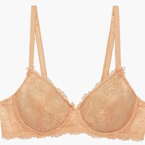 Savage X Fenty Unlined Floral Lace Bra- Honey Nude